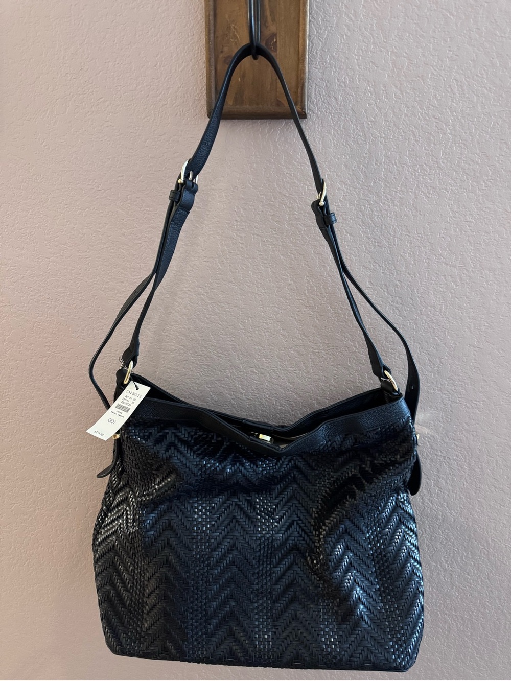 Talbots NWT Black Woven Hobo Shoulder Bag